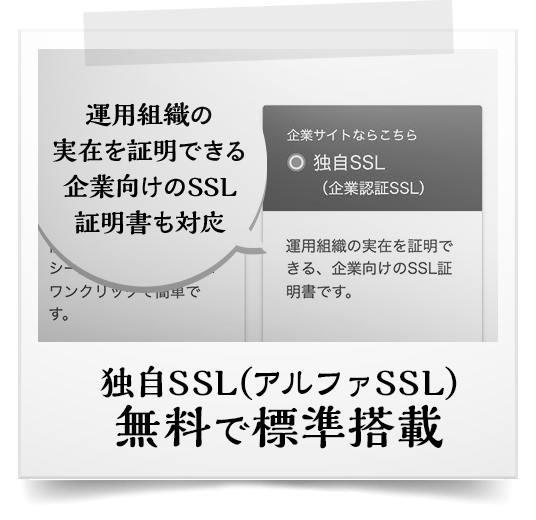 独自SSL（アルファSSL） 無料で標準搭載